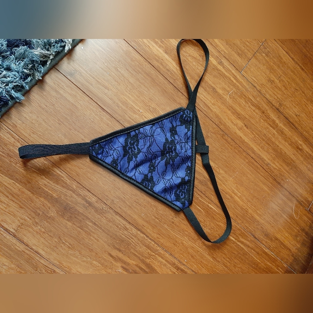 Blue lace thong
